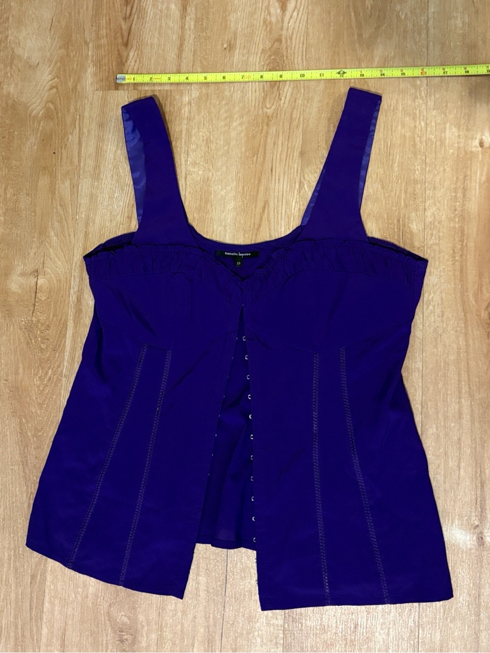 Nanette Lepore purple silk clasp bustier top